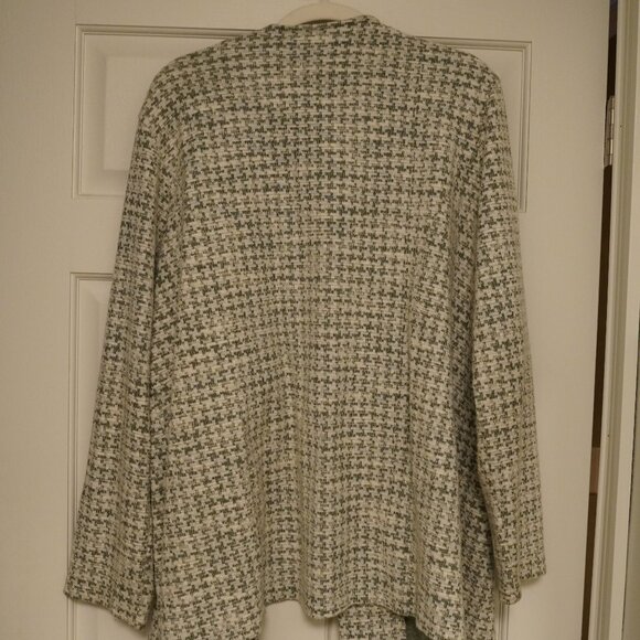 Mo-Ka 2X Open Front Draped Cardigan Olive Cream Textured Jacket - Picture 4 of 4